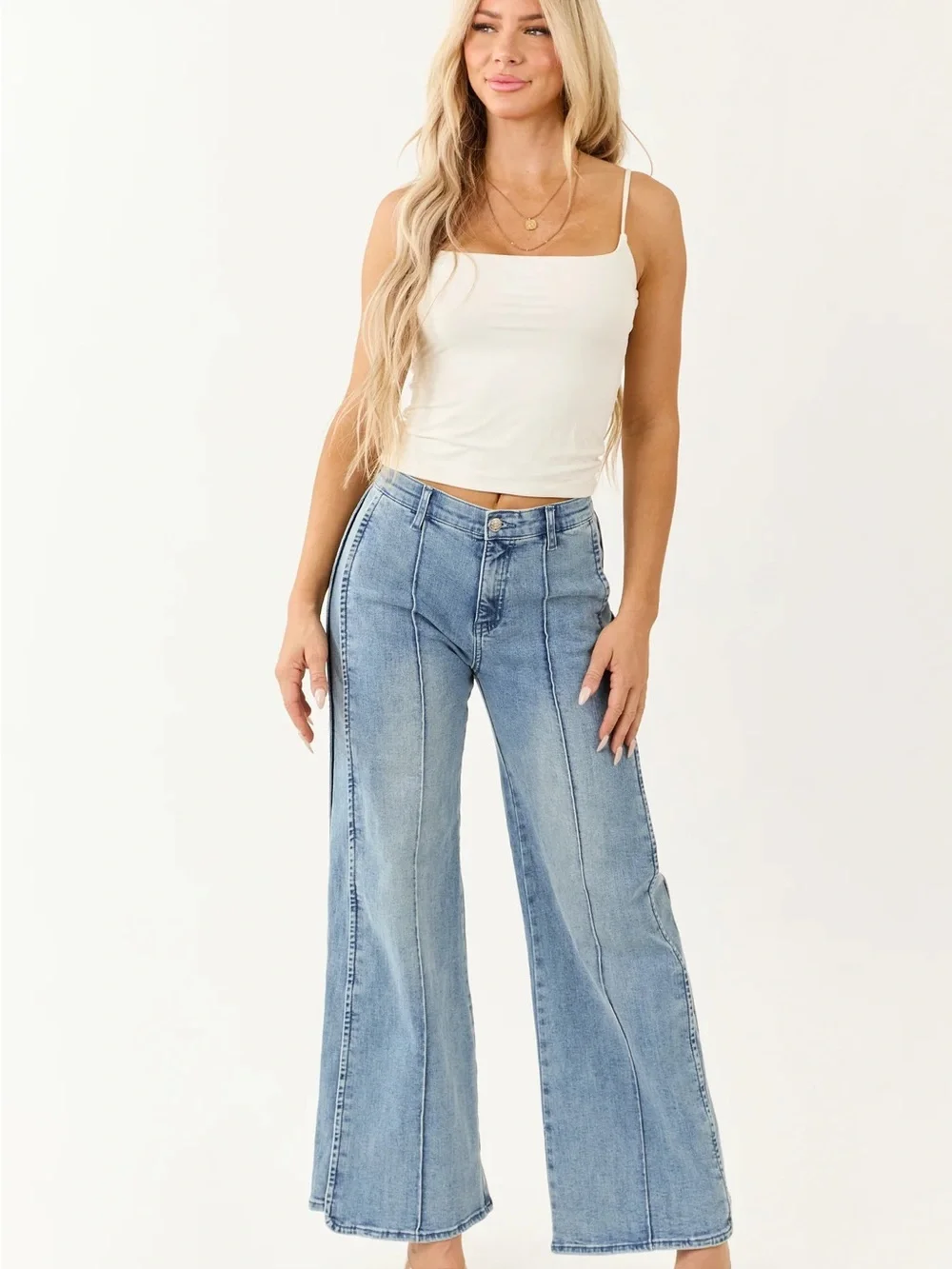 Saige Tummy Control Stretchy Wide Seam Detailed Jeans NWT Size 29